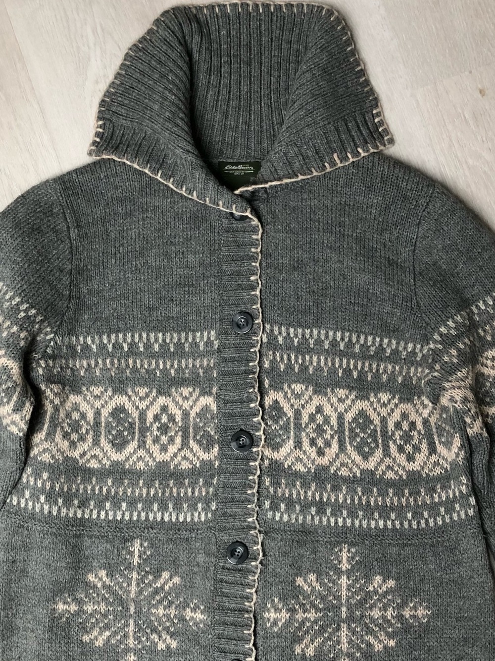 Eddie Bauer Cozy Snowflake Fair Isle Button Down Cardigan Size XXL - Picture 4 of 8